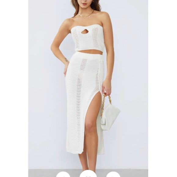 commense Dresses & Skirts - NWT Commense Knit 2-Piece Skirt Set White S Resortwear Vacation